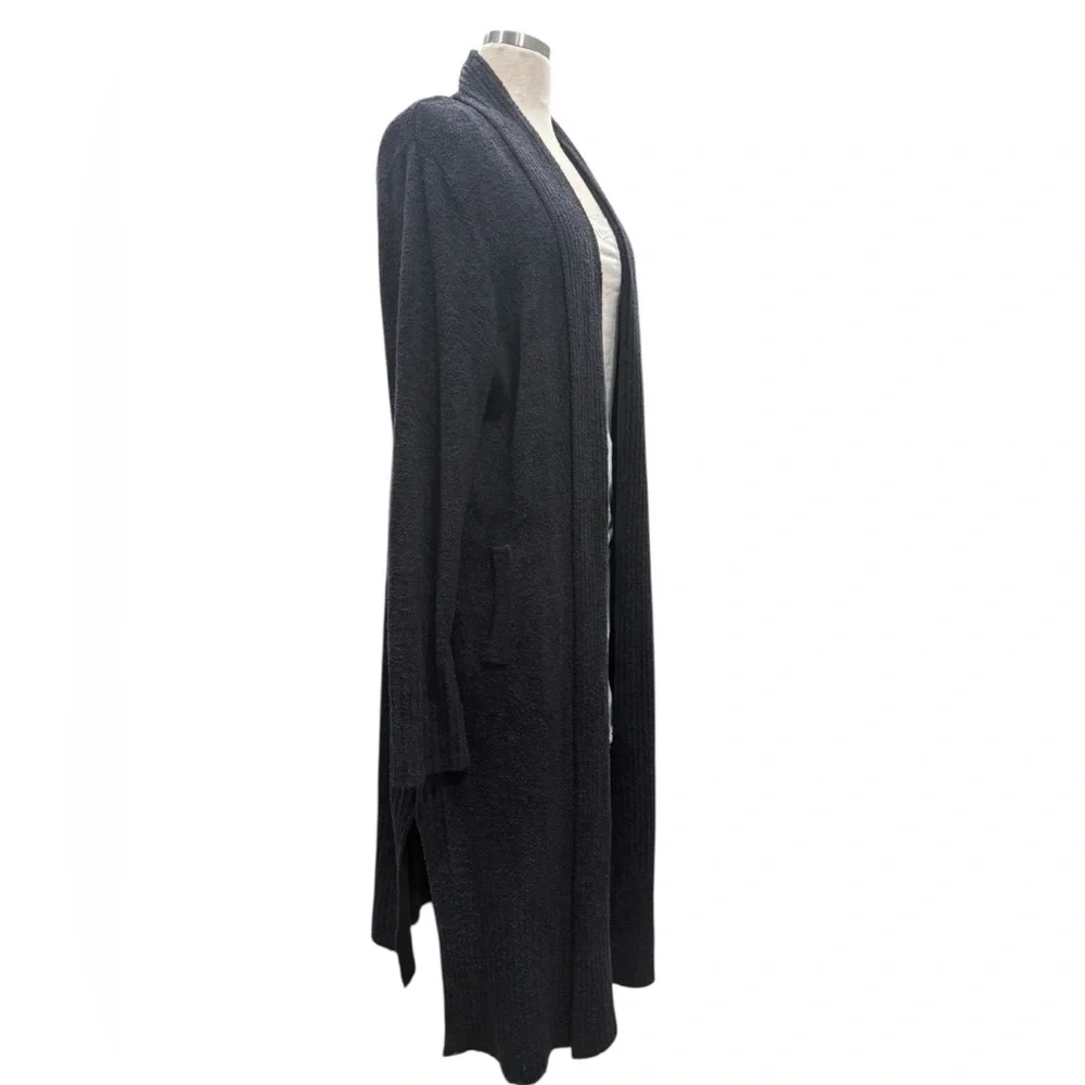 Barefoot Dreams Black Montecito Cozychic Lite Long Cardigan | Size 2X - Picture 5 of 12